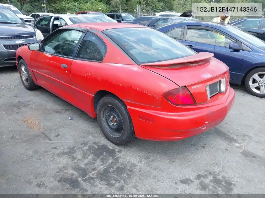 2004 Pontiac Sunfire VIN: 1G2JB12F447143346 Lot: 42633119
