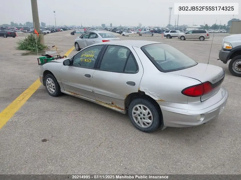 2005 Pontiac Sunfire Sl VIN: 3G2JB52F55S174325 Lot: 20214995