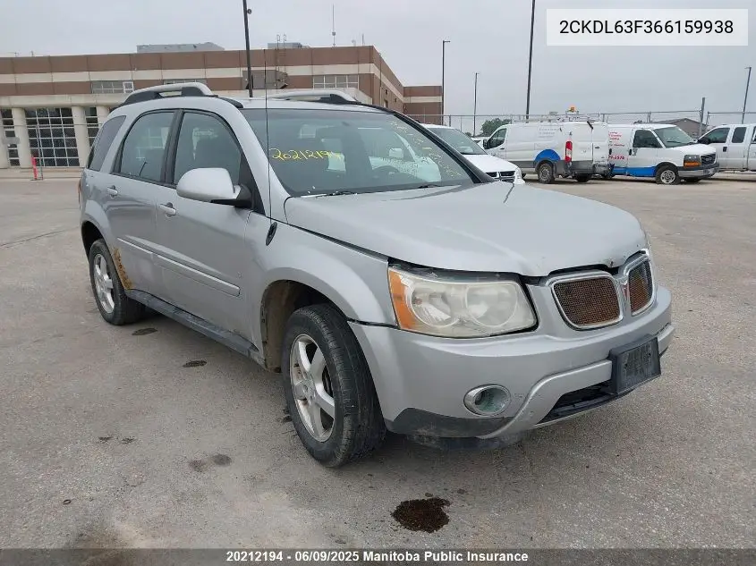 2006 Pontiac Torrent VIN: 2CKDL63F366159938 Lot: 20212194