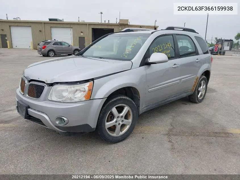 2006 Pontiac Torrent VIN: 2CKDL63F366159938 Lot: 20212194