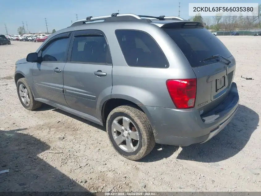 2006 Pontiac Torrent VIN: 2CKDL63F566035380 Lot: 42113804