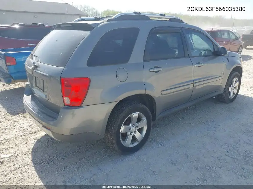2006 Pontiac Torrent VIN: 2CKDL63F566035380 Lot: 42113804