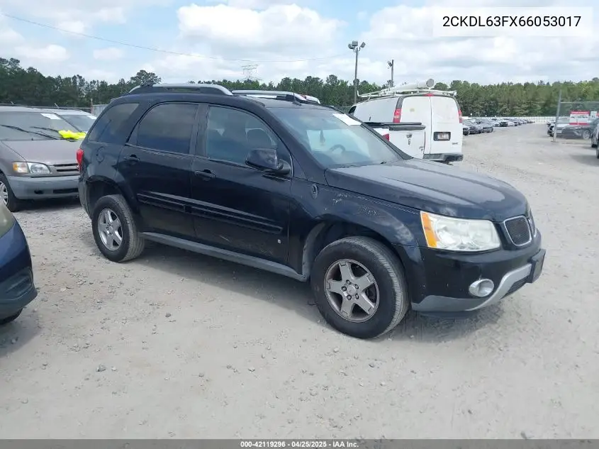 2006 Pontiac Torrent VIN: 2CKDL63FX66053017 Lot: 42119296