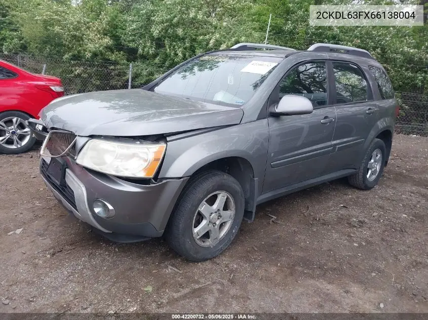 2006 Pontiac Torrent VIN: 2CKDL63FX66138004 Lot: 42200732