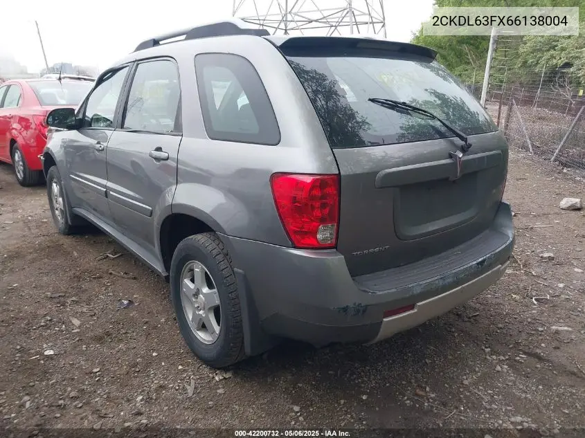 2006 Pontiac Torrent VIN: 2CKDL63FX66138004 Lot: 42200732