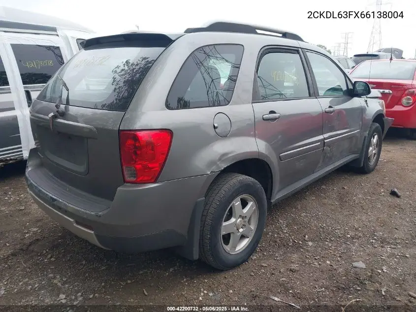 2006 Pontiac Torrent VIN: 2CKDL63FX66138004 Lot: 42200732