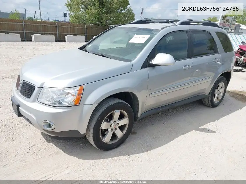 2006 Pontiac Torrent VIN: 2CKDL63F766124786 Lot: 42242902