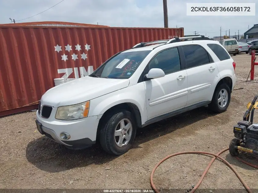 2006 Pontiac Torrent VIN: 2CKDL63F366058172 Lot: 42279247