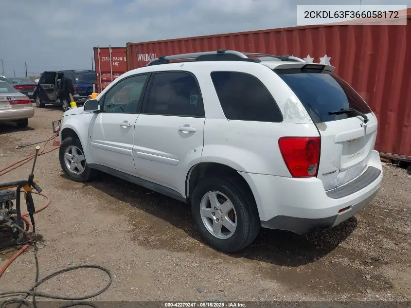 2006 Pontiac Torrent VIN: 2CKDL63F366058172 Lot: 42279247