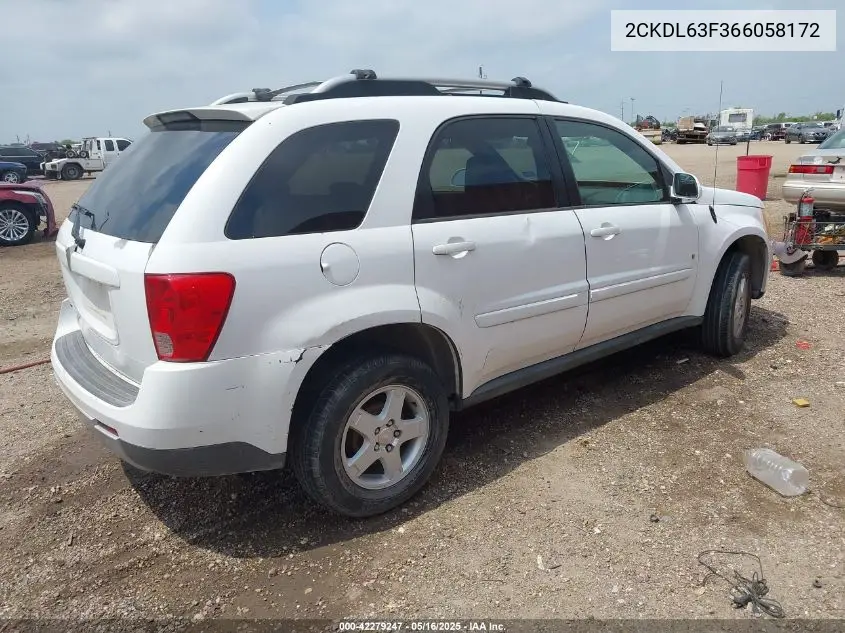 2006 Pontiac Torrent VIN: 2CKDL63F366058172 Lot: 42279247