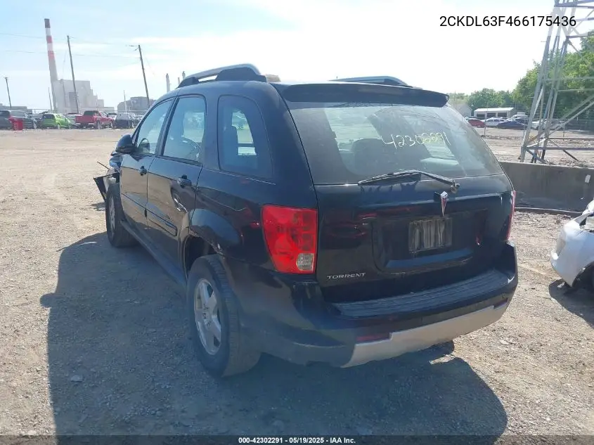 2006 Pontiac Torrent VIN: 2CKDL63F466175436 Lot: 42302291