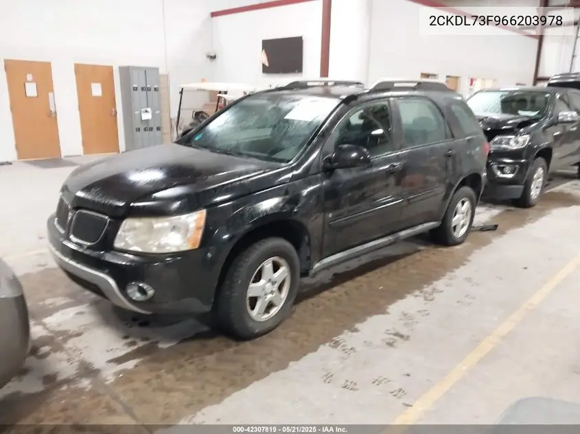 2006 Pontiac Torrent VIN: 2CKDL73F966203978 Lot: 42307819