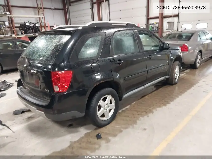 2006 Pontiac Torrent VIN: 2CKDL73F966203978 Lot: 42307819