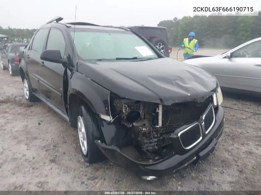 2006 Pontiac Torrent VIN: 2CKDL63F666190715 Lot: 42351738