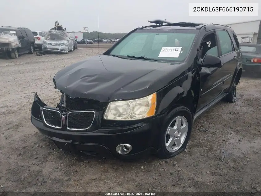 2006 Pontiac Torrent VIN: 2CKDL63F666190715 Lot: 42351738