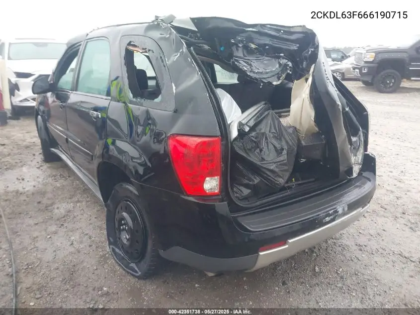 2006 Pontiac Torrent VIN: 2CKDL63F666190715 Lot: 42351738
