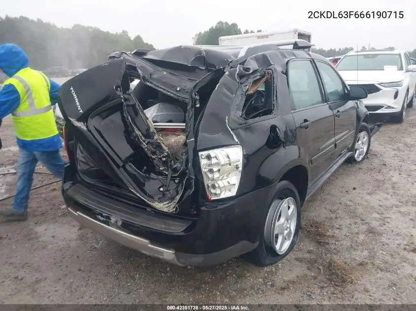 2006 Pontiac Torrent VIN: 2CKDL63F666190715 Lot: 42351738