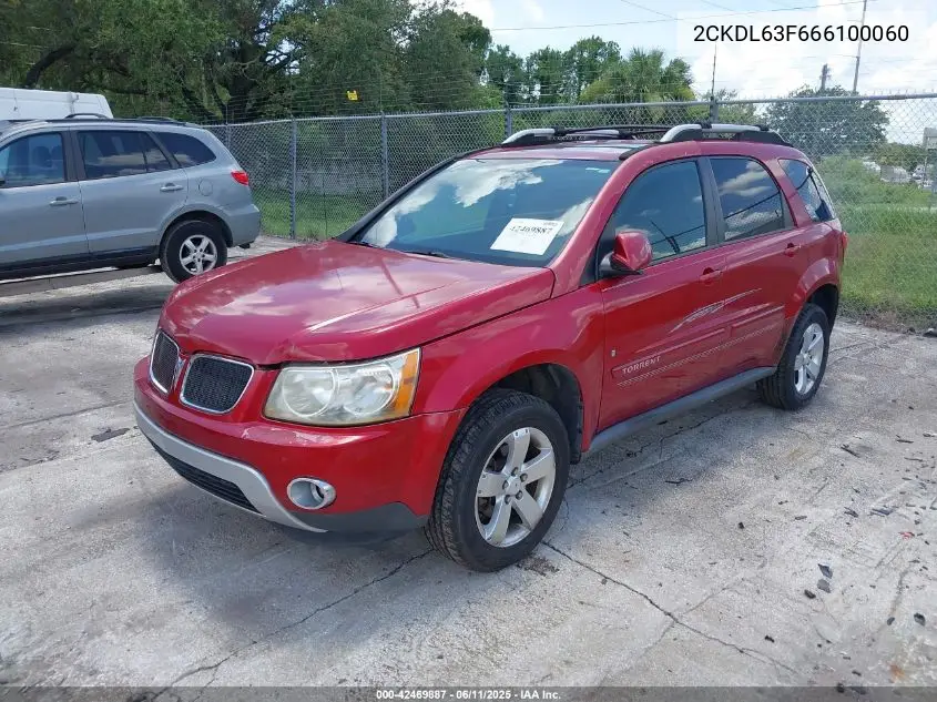 2006 Pontiac Torrent VIN: 2CKDL63F666100060 Lot: 42469887