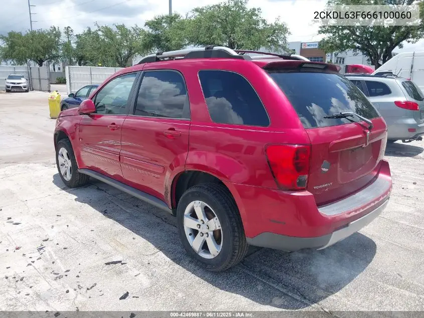 2006 Pontiac Torrent VIN: 2CKDL63F666100060 Lot: 42469887
