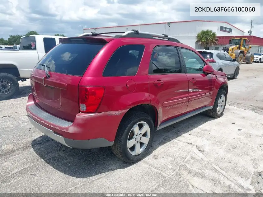 2006 Pontiac Torrent VIN: 2CKDL63F666100060 Lot: 42469887