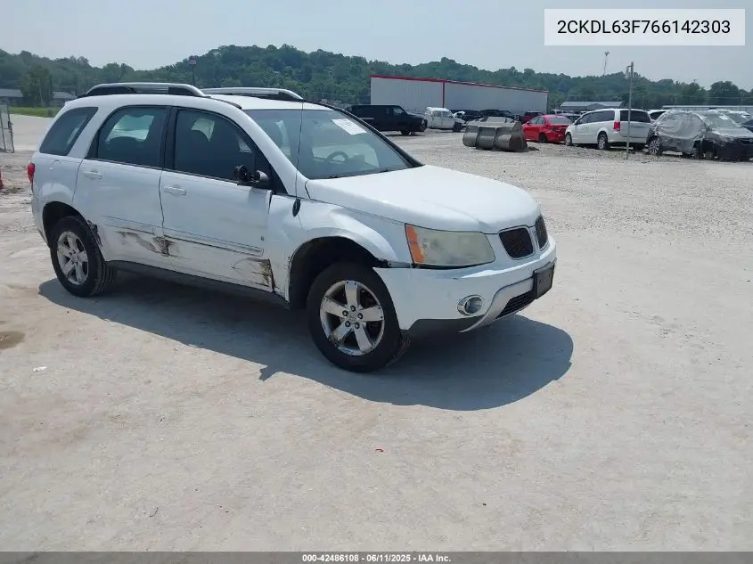 2006 Pontiac Torrent VIN: 2CKDL63F766142303 Lot: 42486108