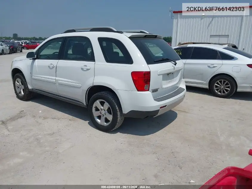 2006 Pontiac Torrent VIN: 2CKDL63F766142303 Lot: 42486108