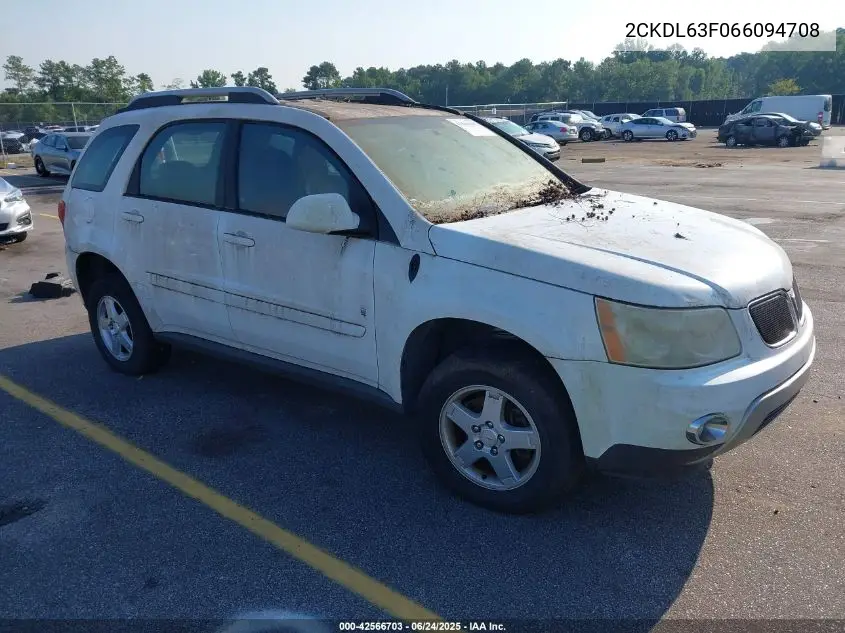 2006 Pontiac Torrent VIN: 2CKDL63F066094708 Lot: 42566703