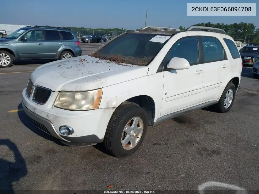 2006 Pontiac Torrent VIN: 2CKDL63F066094708 Lot: 42566703