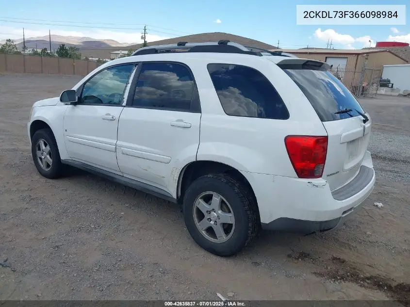 2006 Pontiac Torrent VIN: 2CKDL73F366098984 Lot: 42635837