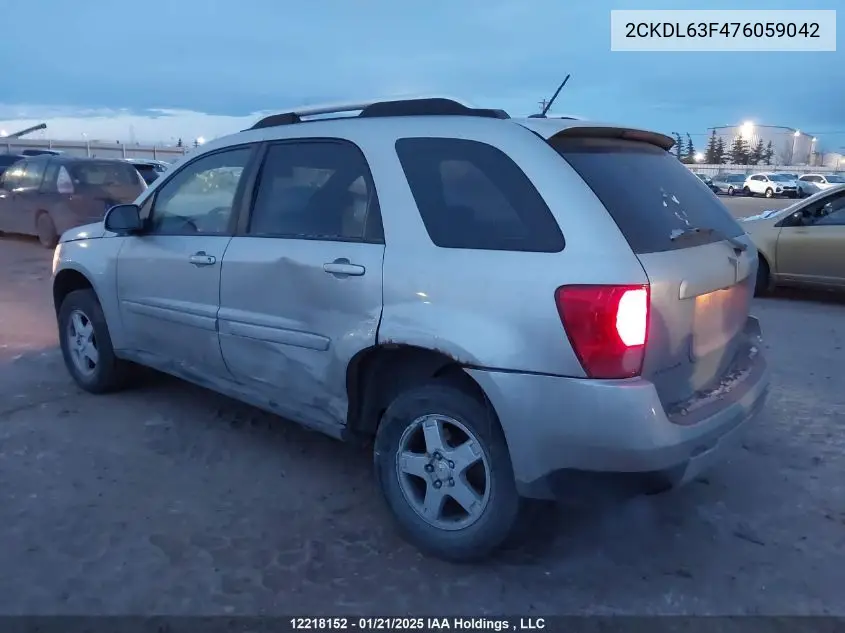 2007 Pontiac Torrent VIN: 2CKDL63F476059042 Lot: 12218152