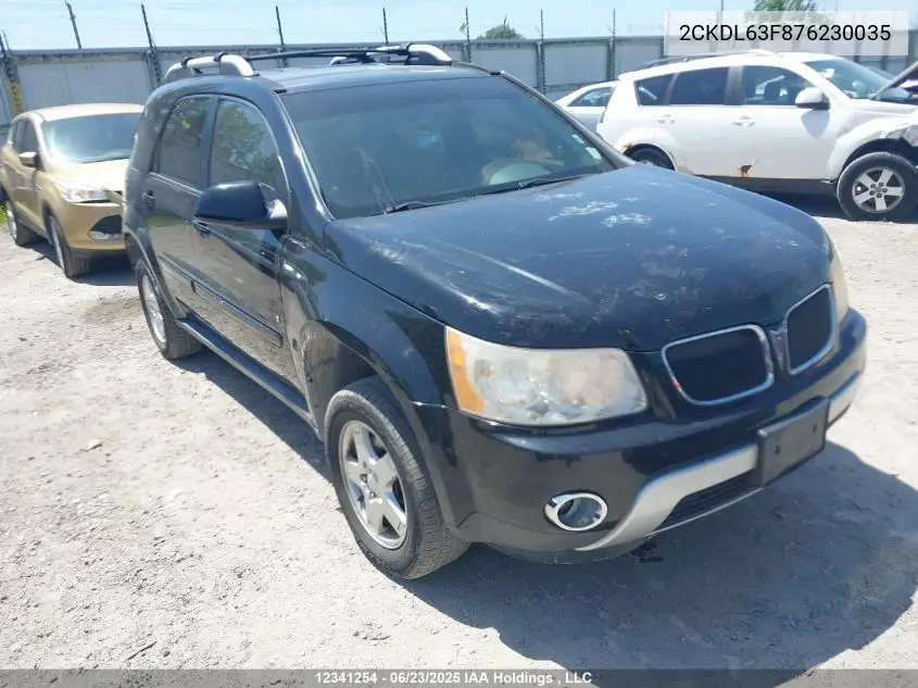 2007 Pontiac Torrent Sport VIN: 2CKDL63F876230035 Lot: 12341254