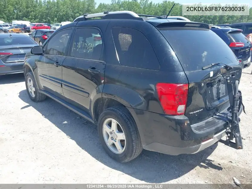 2007 Pontiac Torrent Sport VIN: 2CKDL63F876230035 Lot: 12341254