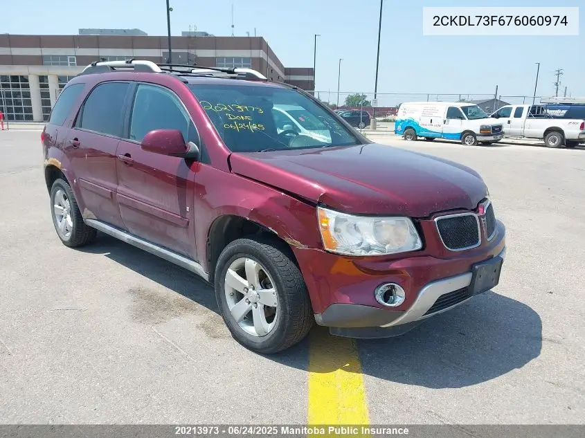 2007 Pontiac Torrent VIN: 2CKDL73F676060974 Lot: 20213973
