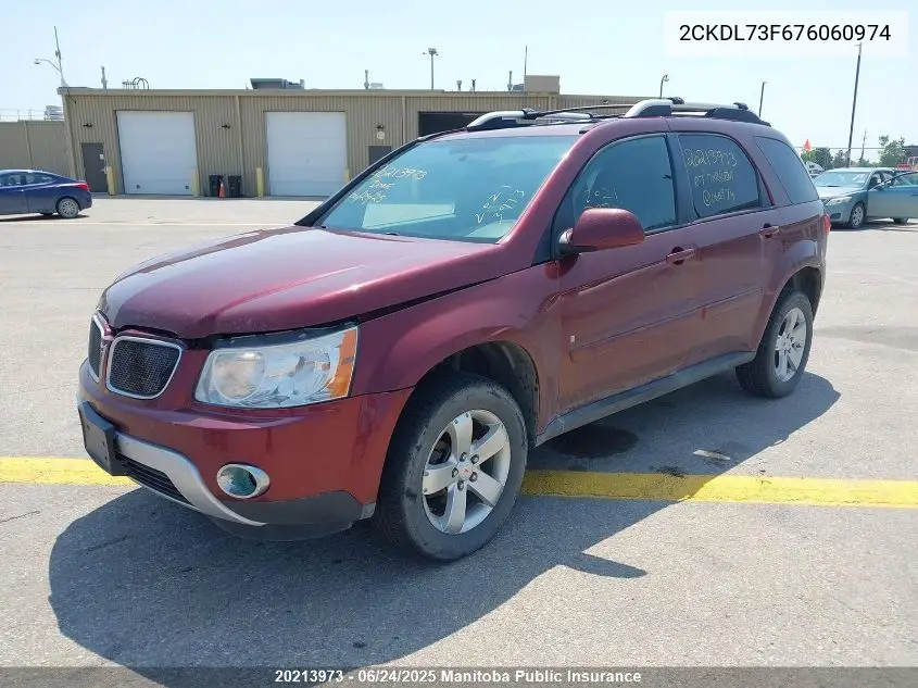 2007 Pontiac Torrent VIN: 2CKDL73F676060974 Lot: 20213973