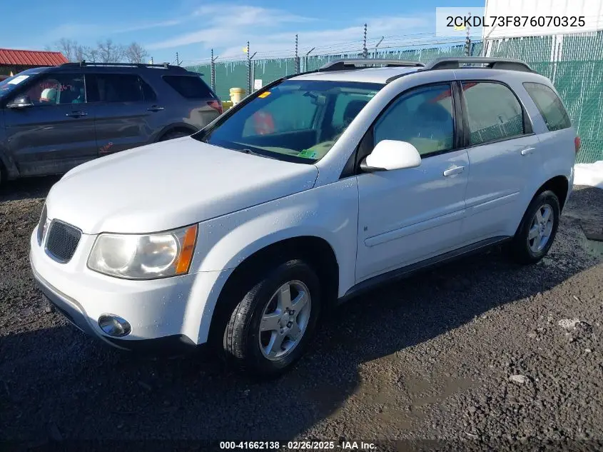 2007 Pontiac Torrent VIN: 2CKDL73F876070325 Lot: 41662138