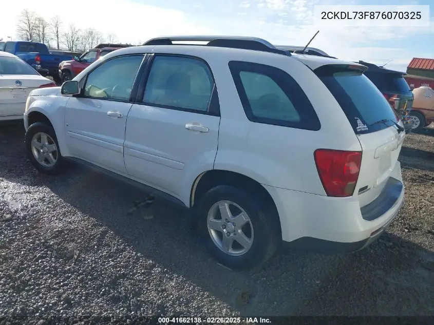 2007 Pontiac Torrent VIN: 2CKDL73F876070325 Lot: 41662138