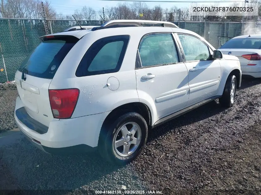 2007 Pontiac Torrent VIN: 2CKDL73F876070325 Lot: 41662138