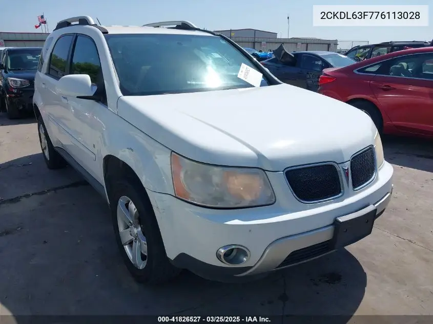 2007 Pontiac Torrent VIN: 2CKDL63F776113028 Lot: 41826527