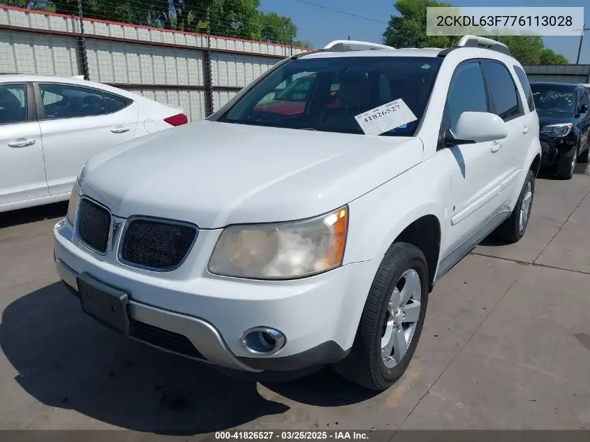 2007 Pontiac Torrent VIN: 2CKDL63F776113028 Lot: 41826527