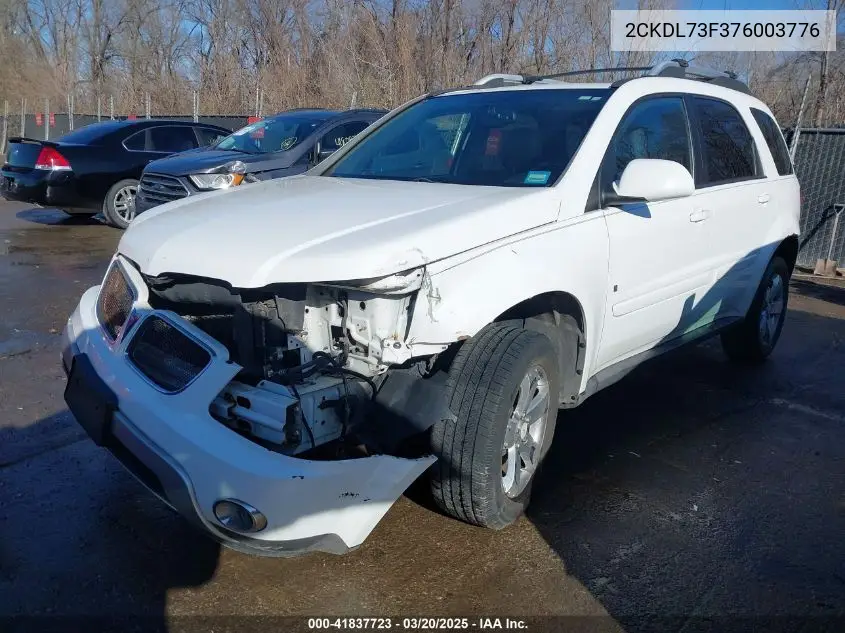 2007 Pontiac Torrent VIN: 2CKDL73F376003776 Lot: 41837723