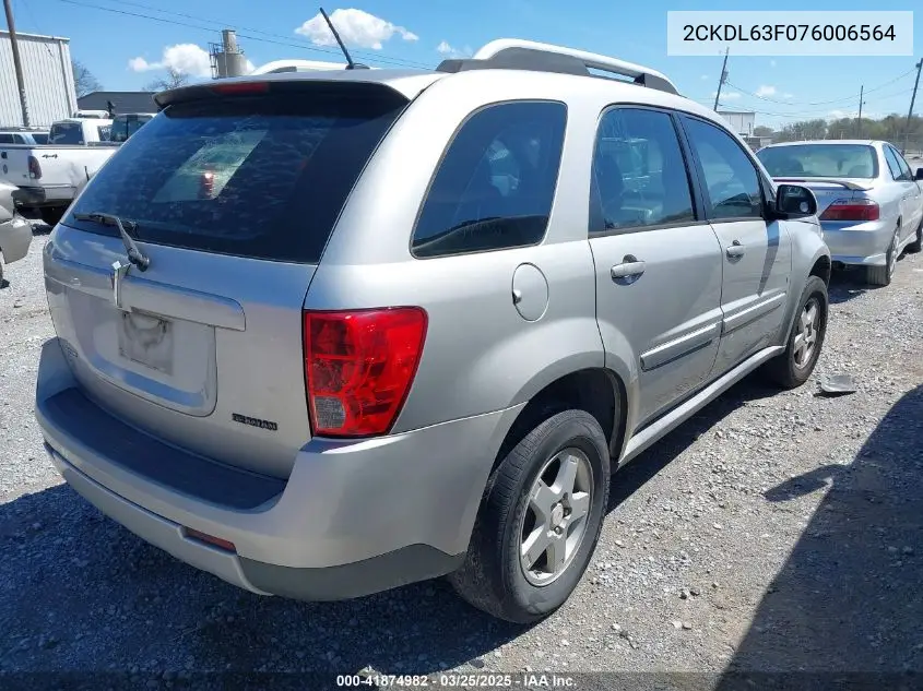 2007 Pontiac Torrent VIN: 2CKDL63F076006564 Lot: 41874982