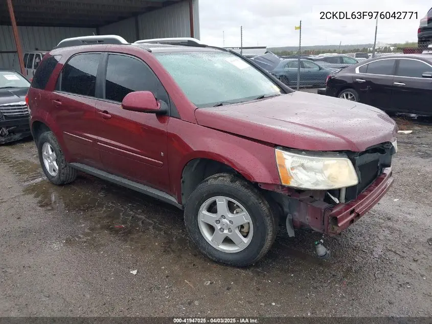 2007 Pontiac Torrent VIN: 2CKDL63F976042771 Lot: 41947025