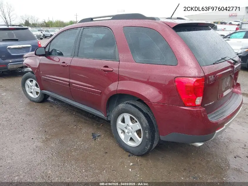 2007 Pontiac Torrent VIN: 2CKDL63F976042771 Lot: 41947025