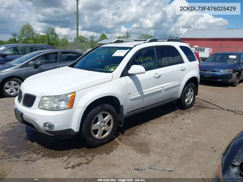 2007 Pontiac Torrent VIN: 2CKDL73F476025429 Lot: 42201892