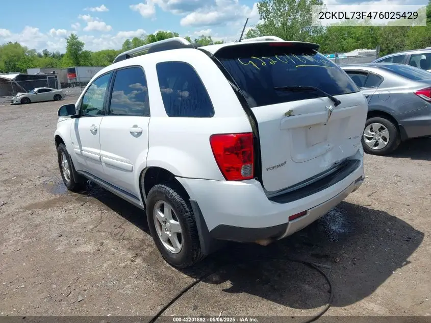 2007 Pontiac Torrent VIN: 2CKDL73F476025429 Lot: 42201892