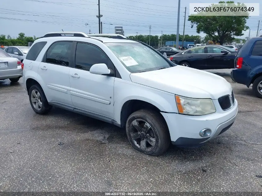 2007 Pontiac Torrent VIN: 2CKDL63F676074349 Lot: 42227732