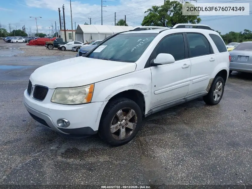 2007 Pontiac Torrent VIN: 2CKDL63F676074349 Lot: 42227732