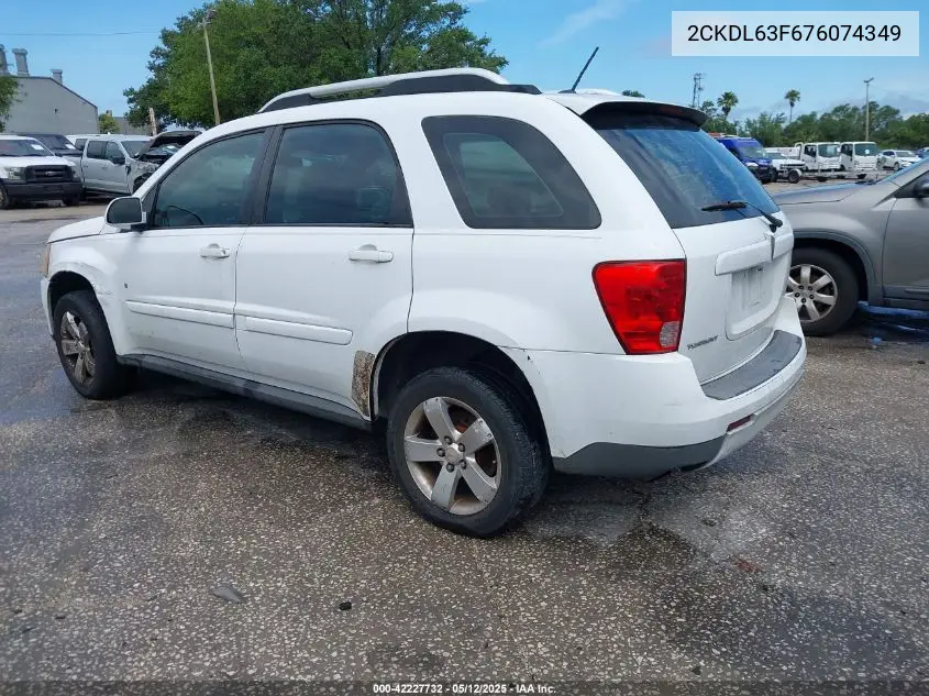 2007 Pontiac Torrent VIN: 2CKDL63F676074349 Lot: 42227732
