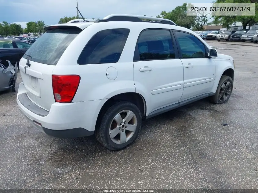 2007 Pontiac Torrent VIN: 2CKDL63F676074349 Lot: 42227732