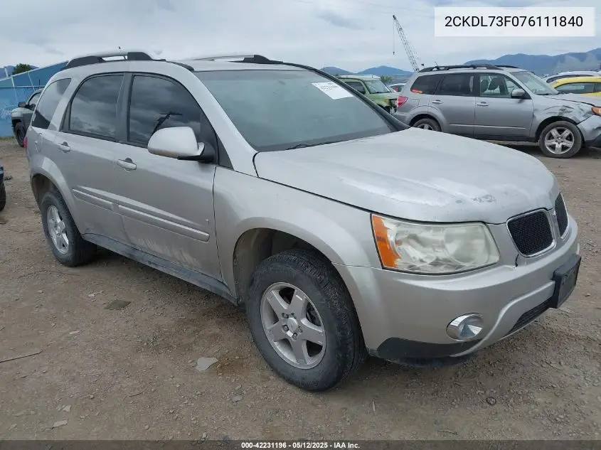 2007 Pontiac Torrent VIN: 2CKDL73F076111840 Lot: 42231196